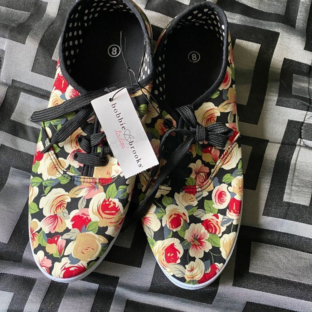BOBBIE BROOKS RED/yellow floral tennis shoes